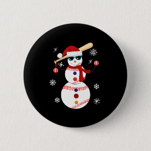 Christmas Baseball Snowman Santa Hat Gift 6 Cm Round Badge