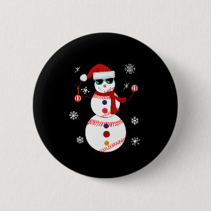 Christmas Baseball Snowman Santa Hat Gift  6 Cm Round Badge