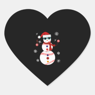 Christmas Baseball Snowman Santa Hat Gift Heart Sticker