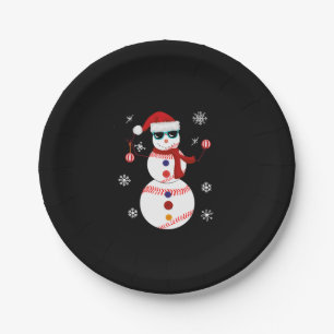 Christmas Baseball Snowman Santa Hat Gift  Paper Plate