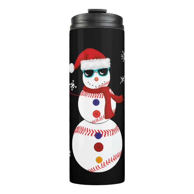 Christmas Baseball Snowman Santa Hat Gift  Thermal Tumbler (Front)