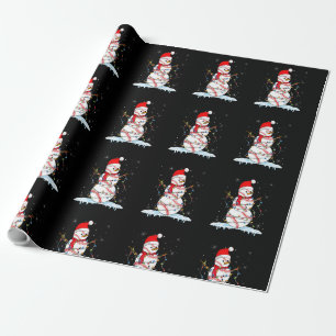 Christmas Baseball Snowman Santa Xmas Lights for B Wrapping Paper