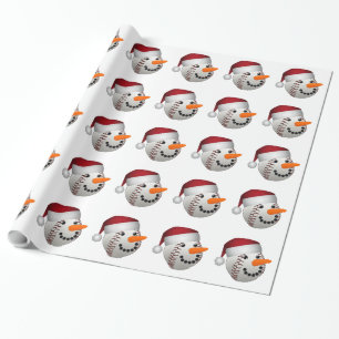 Christmas Baseball Snowman Wrapping Paper