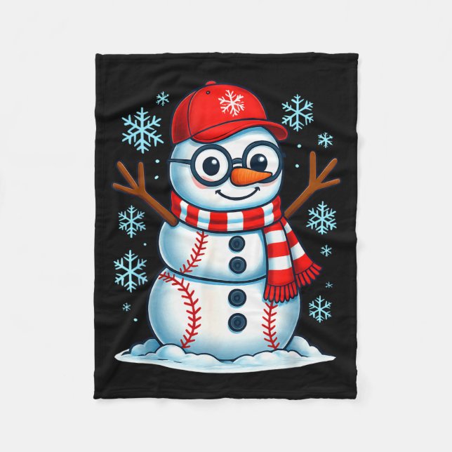 Christmas Baseball Snowman Xmas Pajamas Women Men  Fleece Blanket (Front)