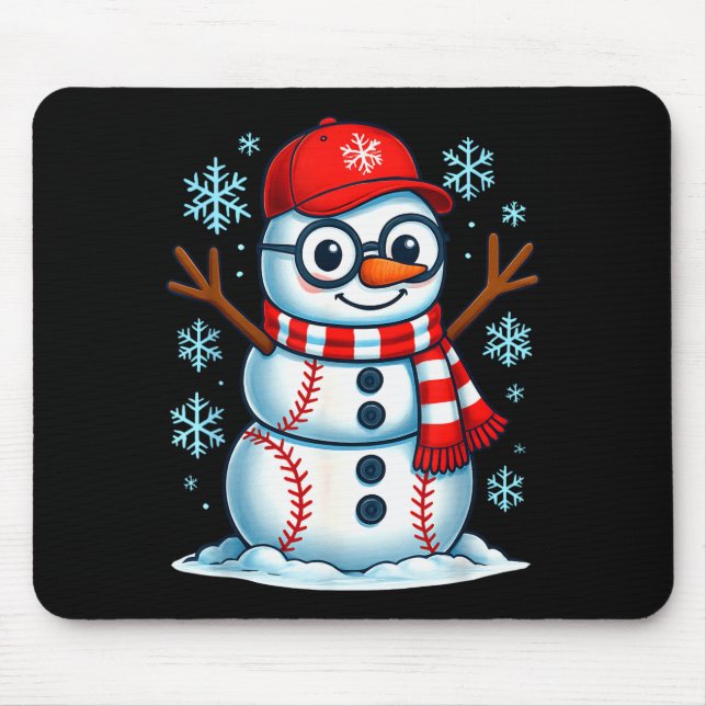 Christmas Baseball Snowman Xmas Pajamas Women Men  Mouse Mat (Front)