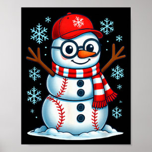 Christmas Baseball Snowman Xmas Pajamas Women Men Poster