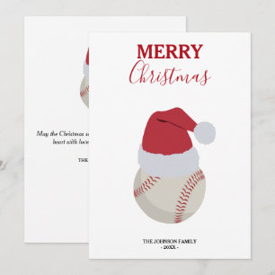 Christmas Baseball Sports Ball Custom Name Holiday Card