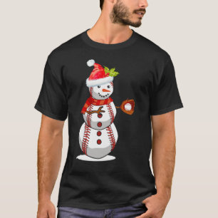 Christmas Baseball T-Shirt For Kids Men Ball Santa
