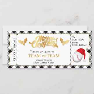 Christmas Baseball Ticket, Surprise Gift Voucher
