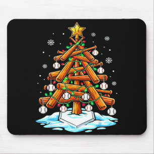 Christmas Baseball Tree Lights Xmas  Mouse Mat