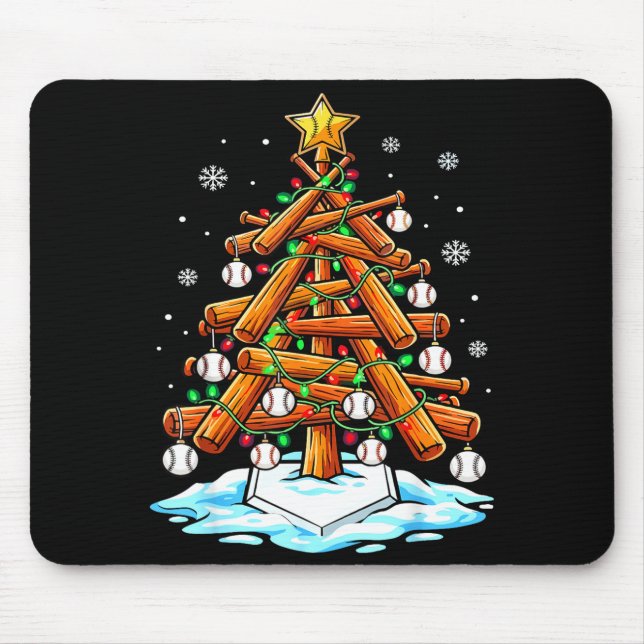 Christmas Baseball Tree Lights Xmas  Mouse Mat (Front)