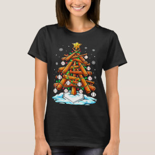 Christmas Baseball Tree Lights Xmas T-Shirt