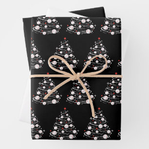 Christmas Baseball Tree Xmas Trees Baseball Lover Wrapping Paper Sheet