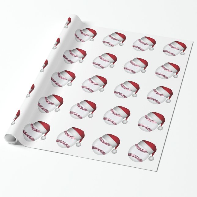 Christmas Baseball Wrapping Paper (Unrolled)