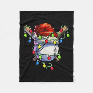 Christmas Baseball Xmas Christmas Lights Baseball Fleece Blanket