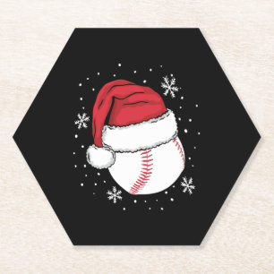 Christmas Baseball Xmas Santa Sports Lover Gift Paper Coaster