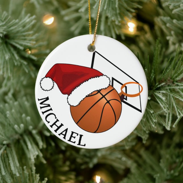 Christmas Basketball and Hoop Ceramic Tree Decoration (Tree)