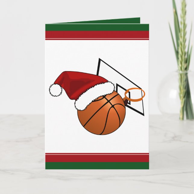 Christmas Basketball  and Hoop Holiday Card (Front)
