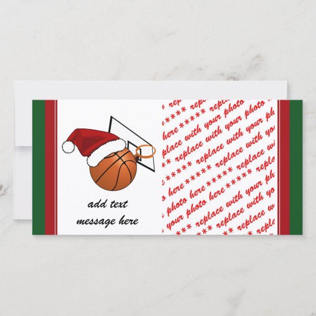 Christmas Basketball  and Hoop Holiday Card (Front)