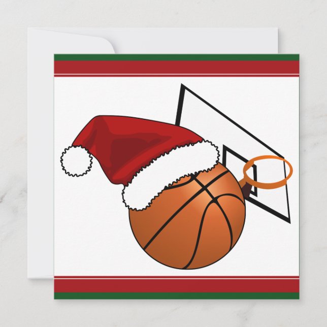 Christmas Basketball  and Hoop Invitation (Front)