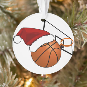 Christmas Basketball and Hoop Ornament