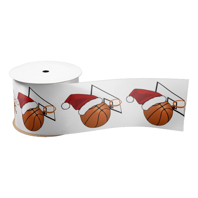 Christmas Basketball and Hoop Satin Ribbon (Spool)