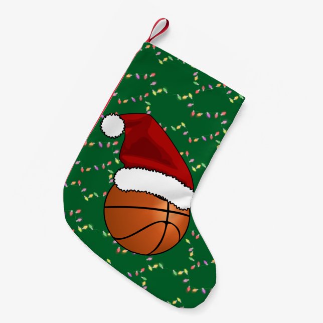 Christmas Basketball and Hoop Small Christmas Stocking (Front (Hanging))