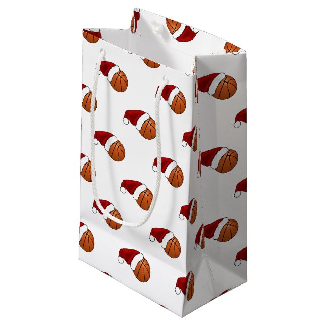 Christmas Basketball and Hoop Small Gift Bag (Front Angled)