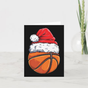 Christmas Basketball Ball Santa Hat Funny Sport Xm Card