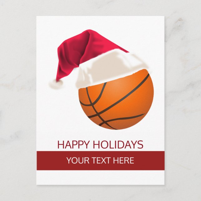 Christmas basketball Ball Santa Hat postCards (Front)