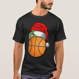 Christmas Basketball Ball Santa Hat Xmas Sport For T-Shirt