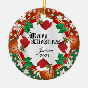 Christmas Basketball Design Ceramic Tree Decoration