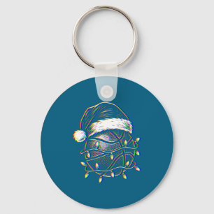 Christmas Basketball Glitch Edm Rave Artwork Key Ring