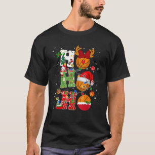 Christmas Basketball Ho Ho Ho Santa Reindeer Xmas  T-Shirt
