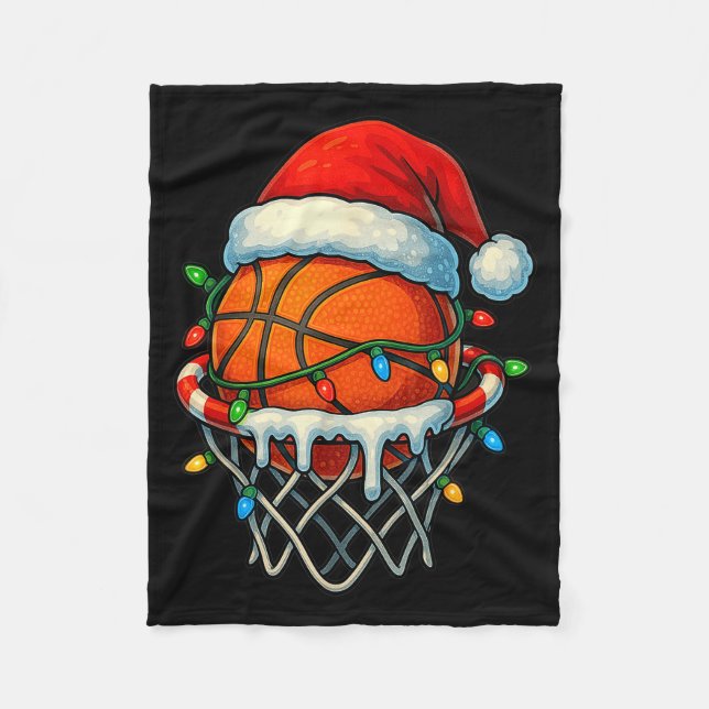 Christmas Basketball Ice Cream Drip For Boys Kids  Fleece Blanket (Front)