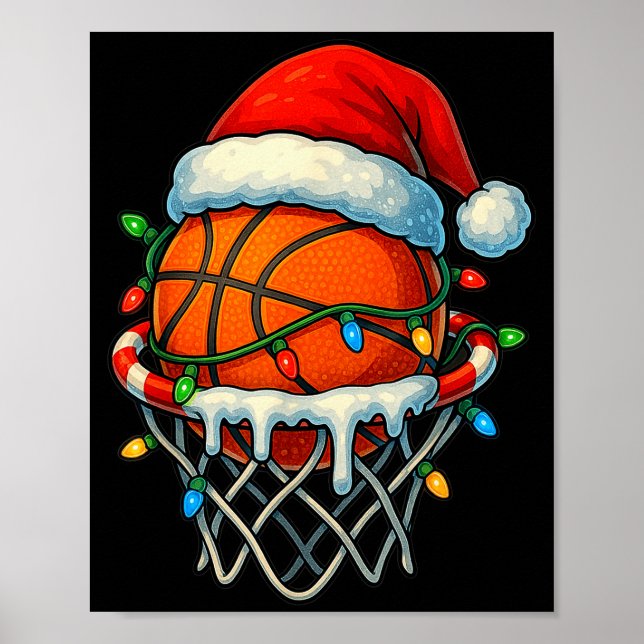 Christmas Basketball Ice Cream Drip For Boys Kids  Poster (Front)