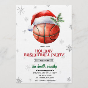 Christmas basketball party invitation