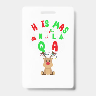Christmas Basketball Reindeer Funny Santa Hat Xmas ID Badge