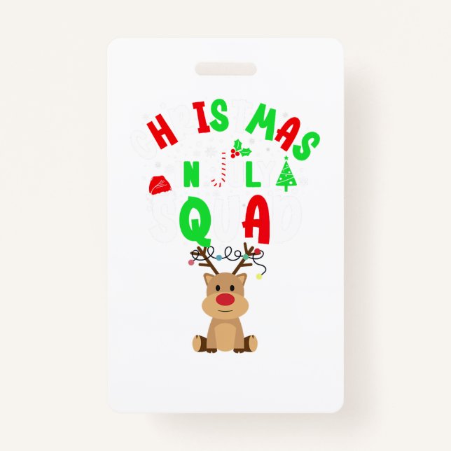 Christmas Basketball Reindeer Funny Santa Hat Xmas ID Badge (Front)