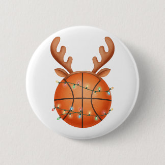 Christmas Basketball Reindeer Holiday Sports 6 Cm Round Badge