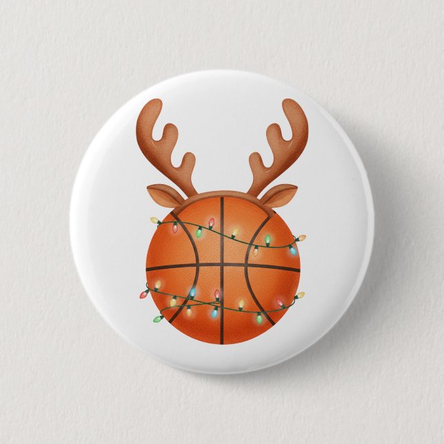 Christmas Basketball Reindeer Holiday Sports 6 Cm Round Badge (Front)