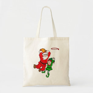 Christmas Basketball Santa Claus Slam Dunk Elf Fun Tote Bag