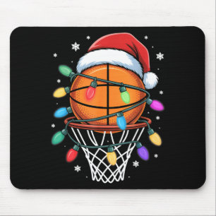 Christmas Basketball Santa Hat Xmas Light Basketba Mouse Mat