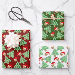Christmas Basketball Santa Hats Wrapping Paper Sheet