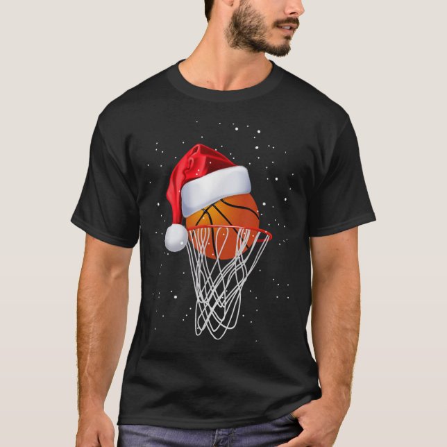 Christmas Basketball Shirt Basketball Santa Snow  (Front)