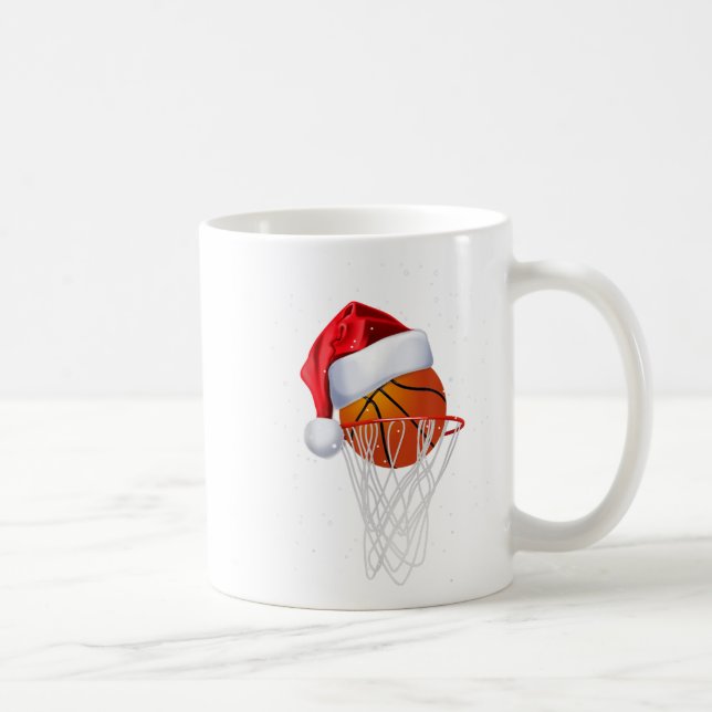 Christmas Basketball Shirt Basketball Santa Snow  Coffee Mug (Right)