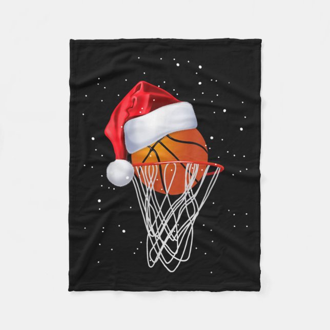 Christmas Basketball Shirt Basketball Santa Snow  Fleece Blanket (Front)