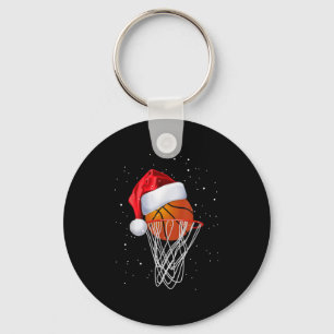 Christmas Basketball Shirt Basketball Santa Snow  Key Ring