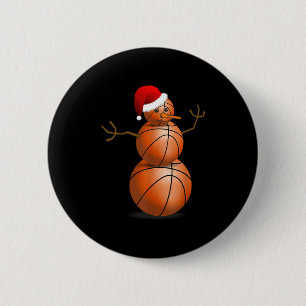 Christmas Basketball Shirt - Basketball Snowman 6 Cm Round Badge