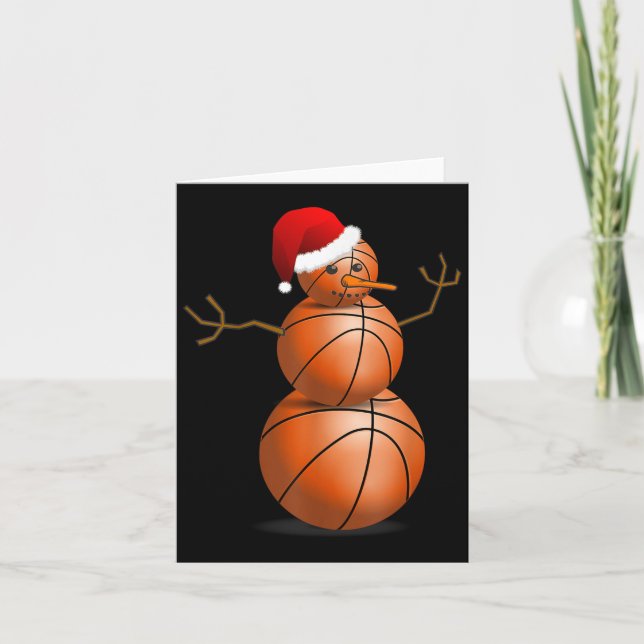 Christmas Basketball Shirt - Basketball Snowman  Card (Front)